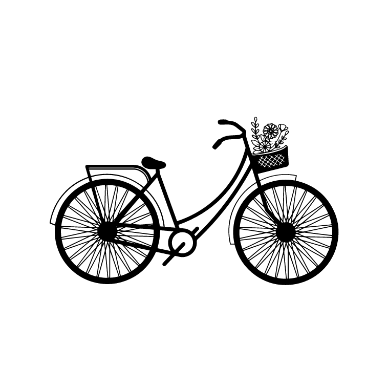 Damcykel med cykelkorg